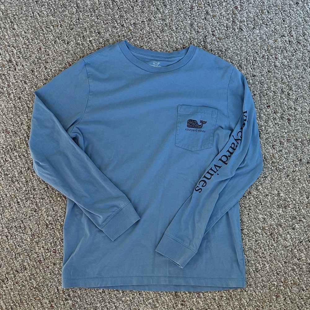 Vineyard Vines Classic Blue Pocket Tee long sleeve kids LARGE